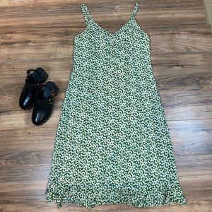 Lulus‎ Darling Daisies Floral Print Maxi Dress Women's XL Color Green